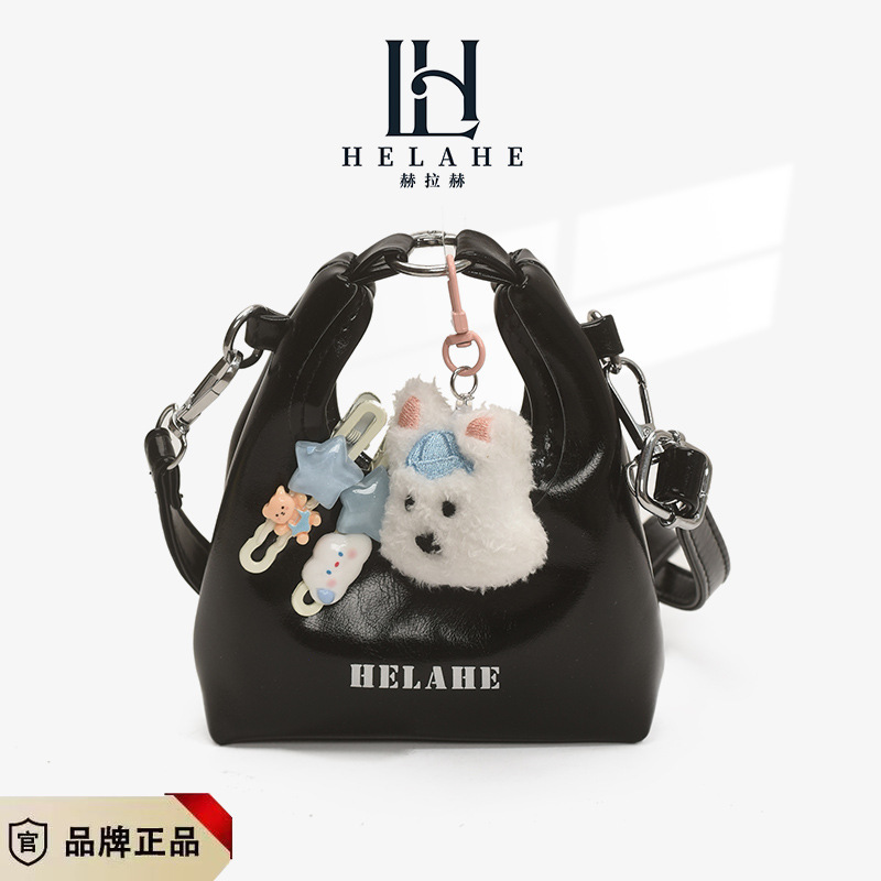 Bagos para niños otoño y invierno nuevo retro mini bolso de mano de piel de aceite lindo perro bolso de media luna auriculares lápiz labial bolso de mochila