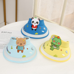 新款兒童遮陽帽男女童夏季卡通空頂帽寶寶可愛大檐太陽帽代發