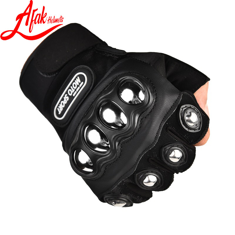 Afak motocicleta montar acero Shell medio dedo guantes hombres y mujeres al aire libre protector largo dedo duro Shell