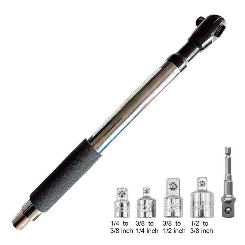 Llave de trinquete rápida multifuncional alargada Herramienta neumática Llave de manguito manual alargada refuerza varilla de enlace largo image 12