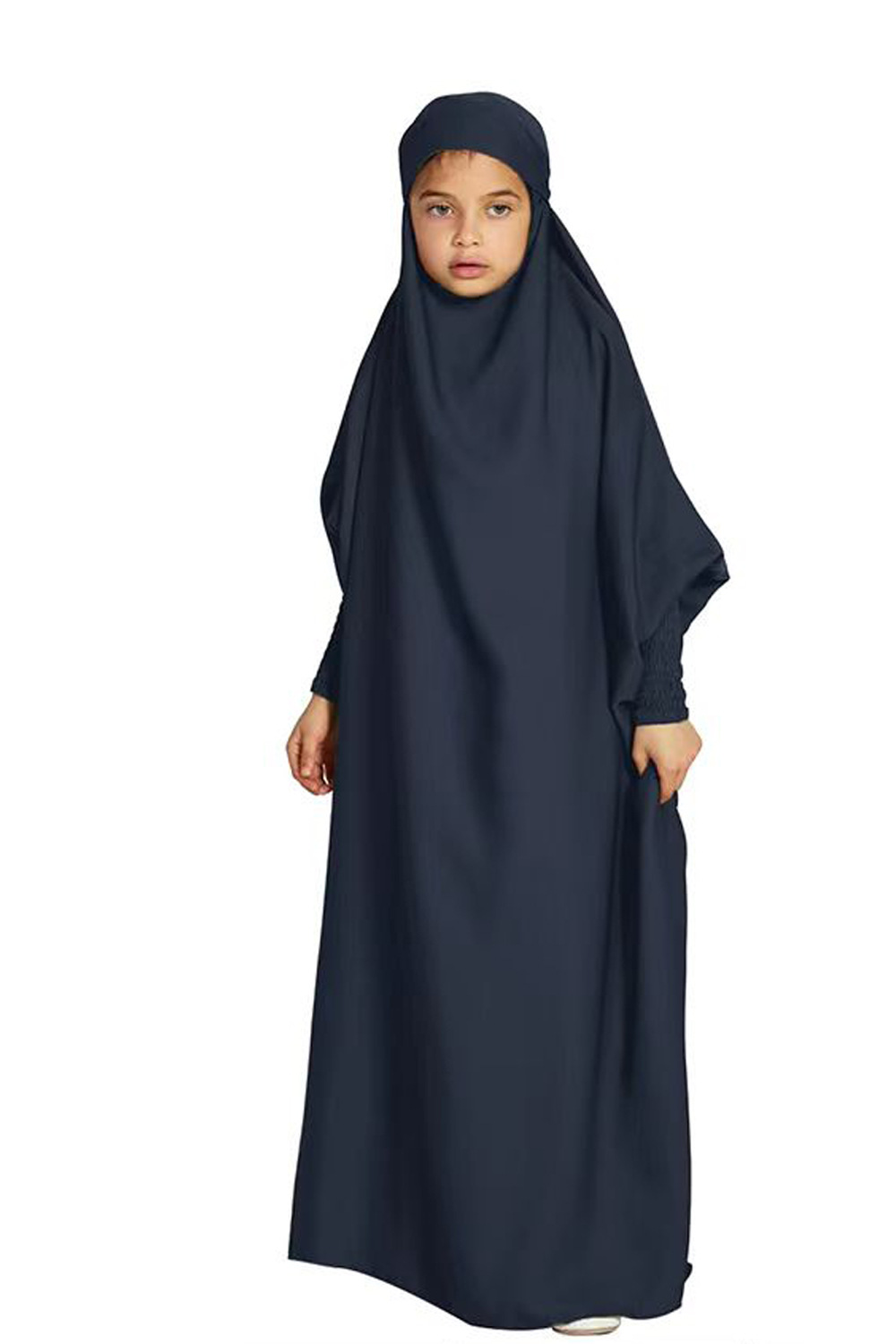 Abaya longa com capuz para mulher e criança moda modesta_voghion.com