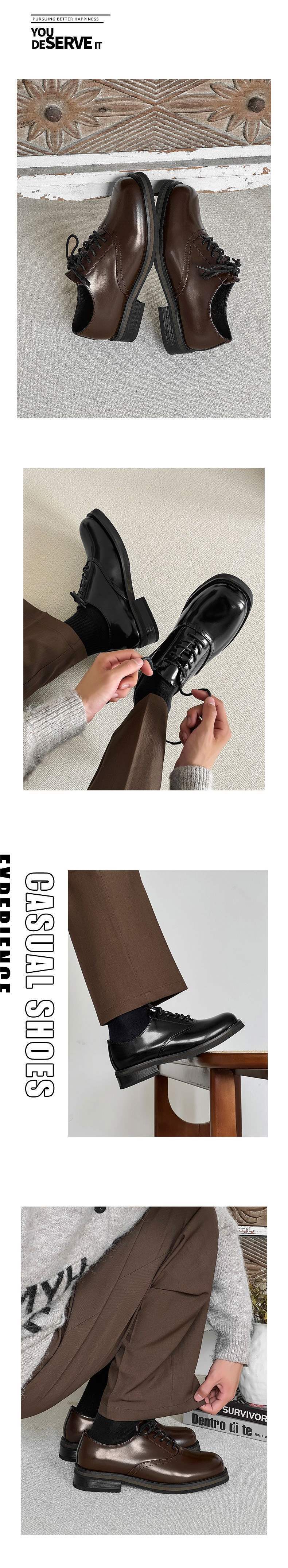 Chaussures d'affaires ShoeVault Cleanfit à semelle épaisse, style britannique, bout carré, en cuir, doublure polaire, rehaussantes, pour l'hiver._voghion.com