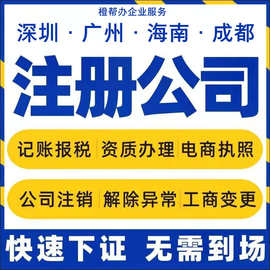 注册深圳广州成都海南公司企业 代办电商个体户营业执照注销年报