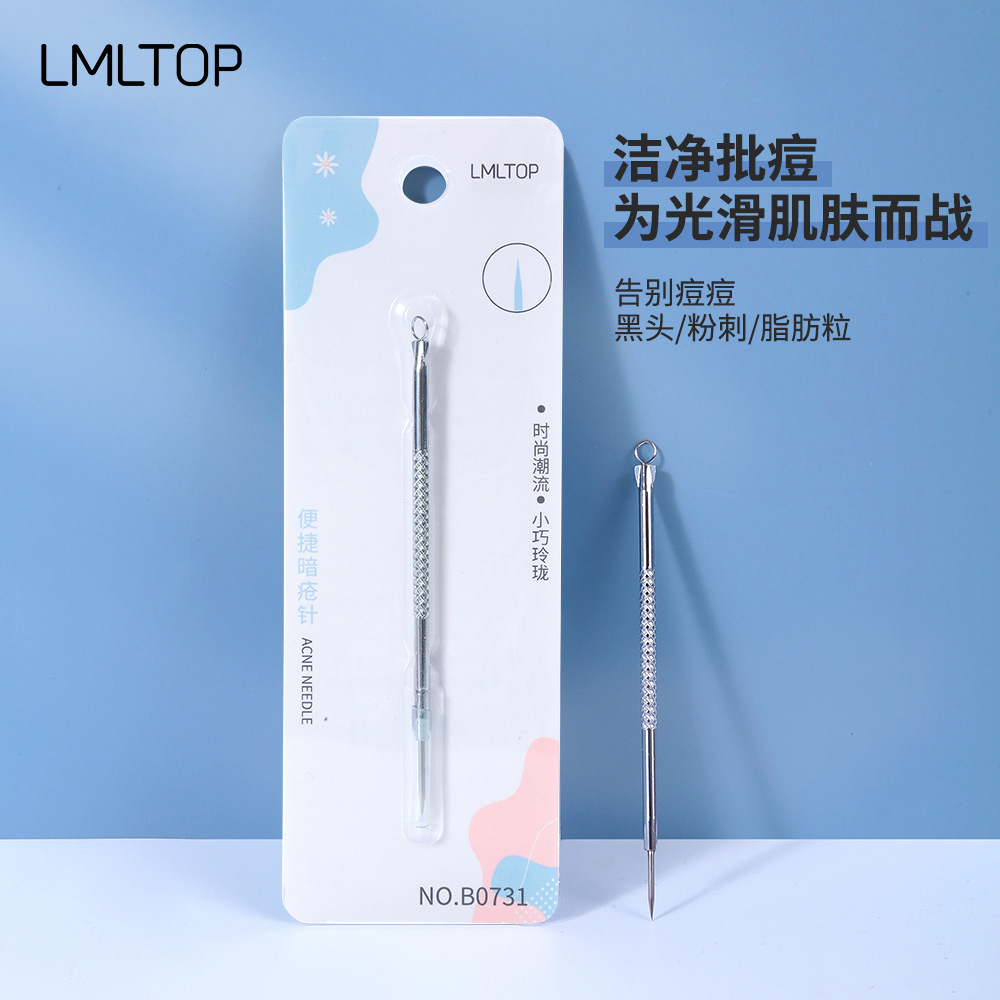 Lmltop Acero inoxidable acné aguja ángulo perno acné aguja blackhead eliminación del acné herramienta b0731