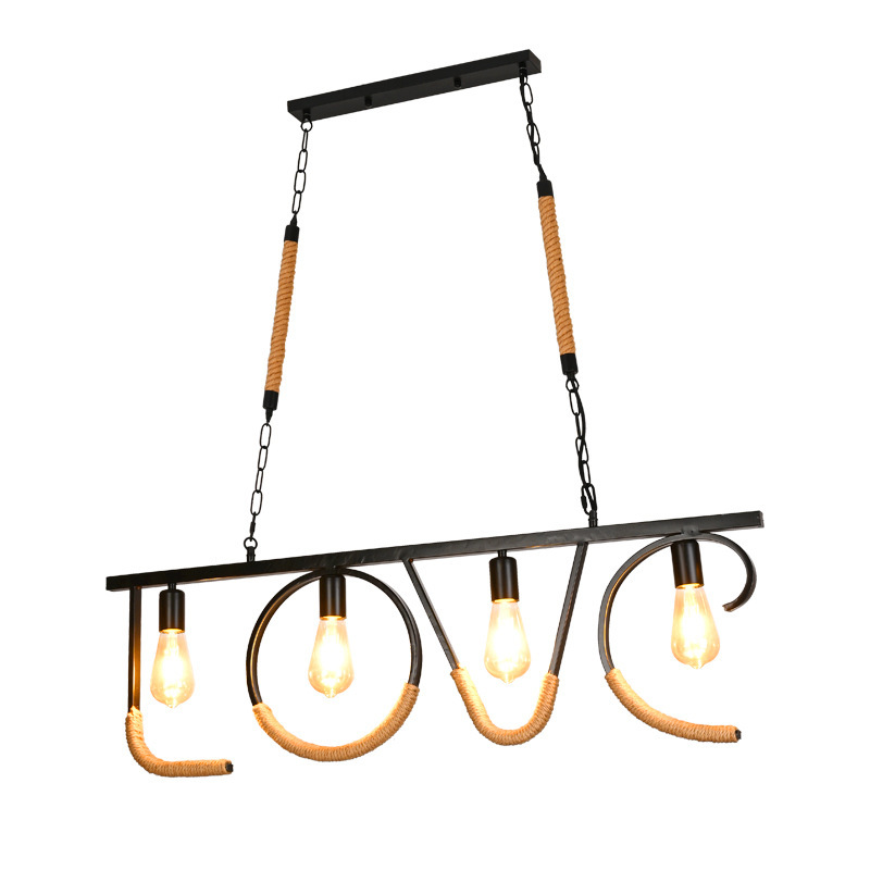 Landelier de cuerda de cáñamo creativo restaurante americano comedor bar sala de estar estilo industrial retro bar de hierro forjado