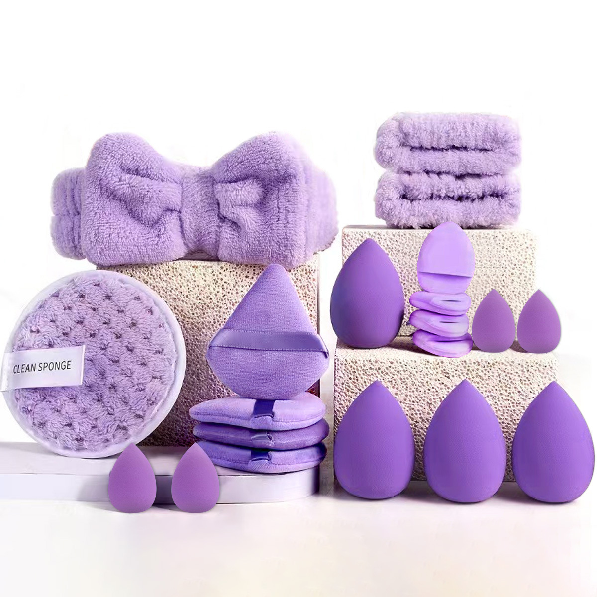 Transfronterizos venta caliente conjunto de cepillo de maquillaje 20 piezas combinación de herramientas de maquillaje dedo triángulo pulgar polvo de maquillaje huevo conjunto image 5