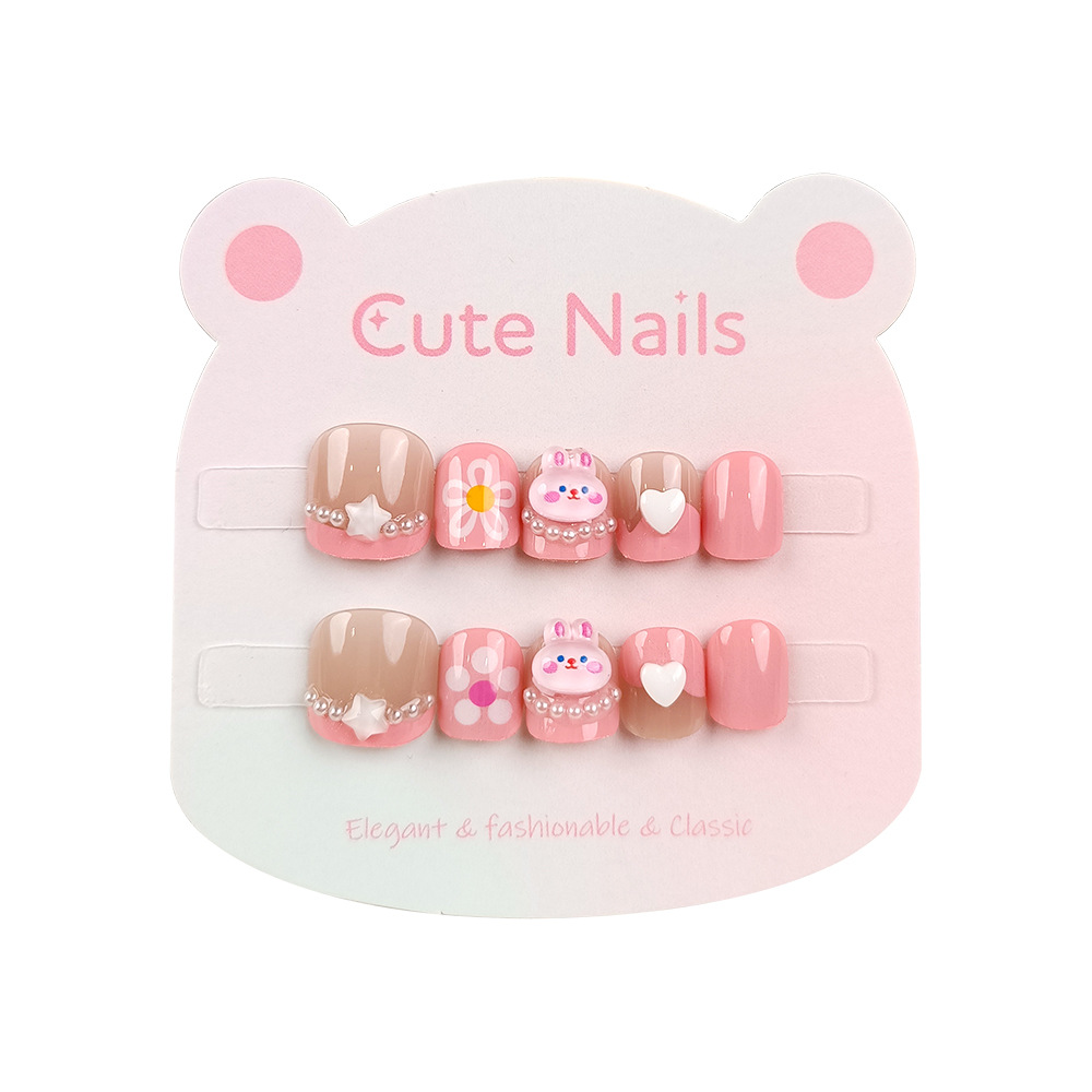 Esmalte de uñas tridimensional 3D para niños, flores, amor, uñas para niños, 10 piezas, estrellas de diamantes, uñas para niñas