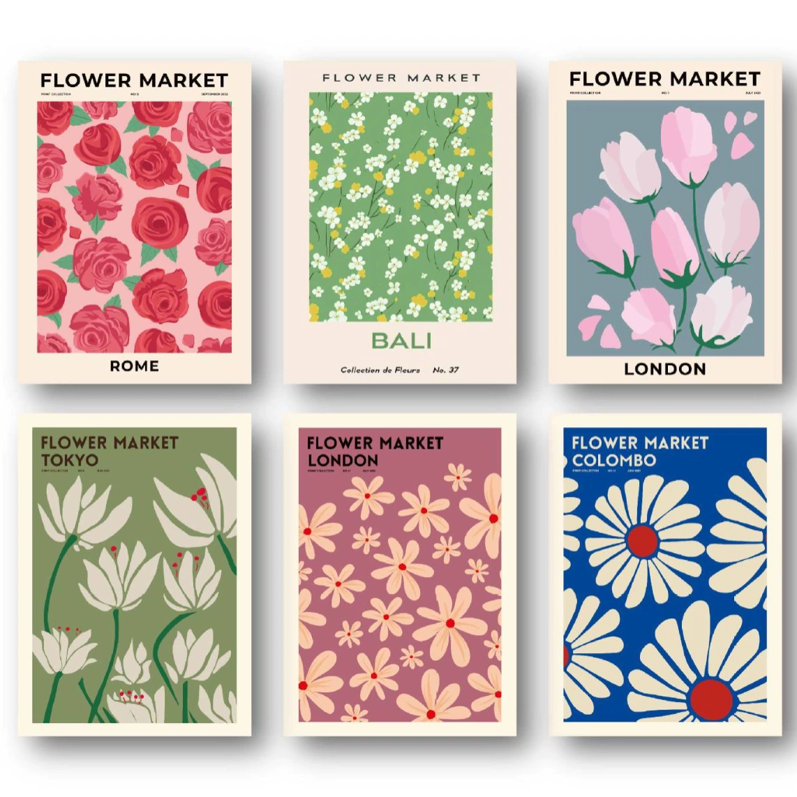 Flower Market Wall Poster Flower Market Decoration Painting Retro Style Poster