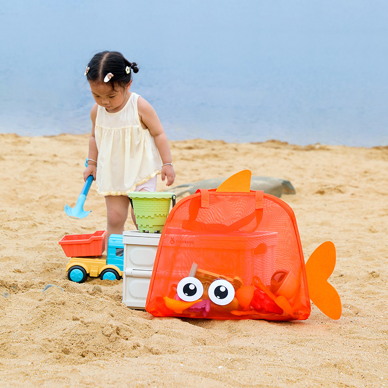 New Children's Beach Toy Storage Bag, Sand Play Tool Bag, Baby Swimming Large Capacity Mesh Bag, Outdoor Beach Bag