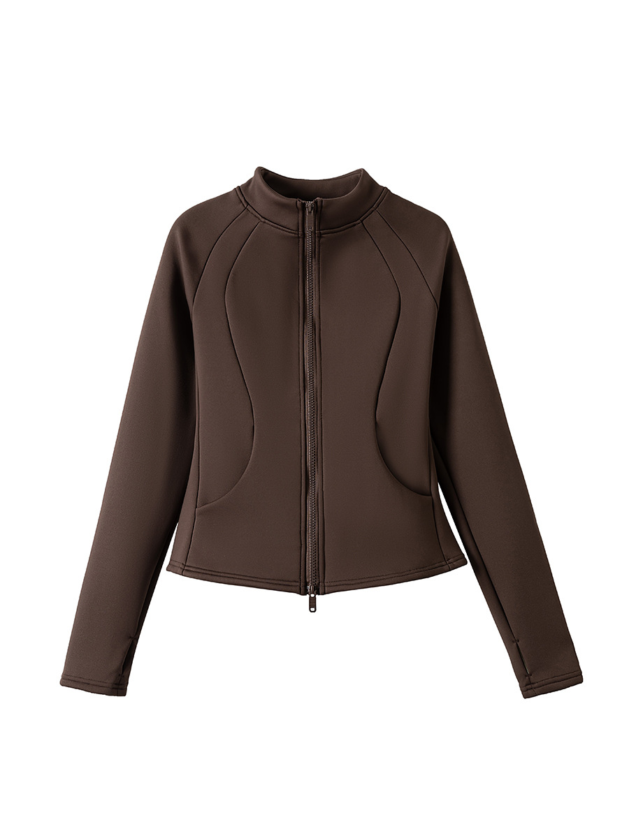 Fleece Warm Yoga Jacket Zipper Sports Fitness Top Fitness Clothing Women_desvips.com