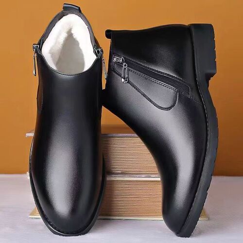 Men's cotton shoes in winter, warm, velvet and non-slip, men's casual high-top cotton shoes, elderly people's cotton shoes, men's leather and cotton shoes, elderly people's leather shoes