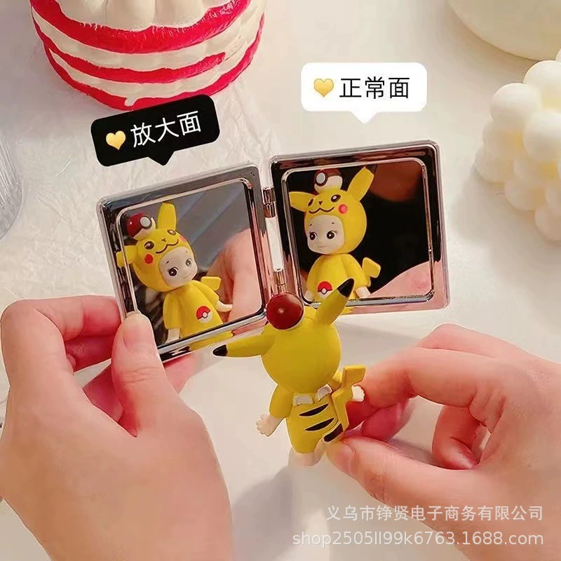 Портативное зеркало с двойной стороны в виде Hello Kitty, сложное, для начальной школы, с печатью