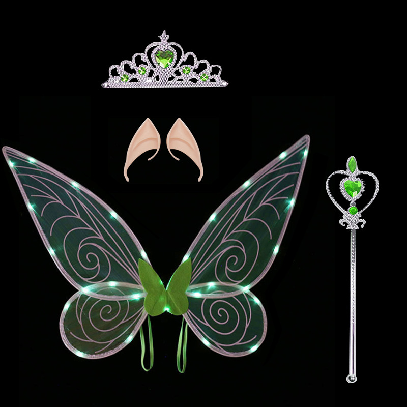 Navidad Nuevo estilo de emisión de luz ELF alas fiesta de vacaciones con flash mariposa Halloween accesorios de rendimiento para niños