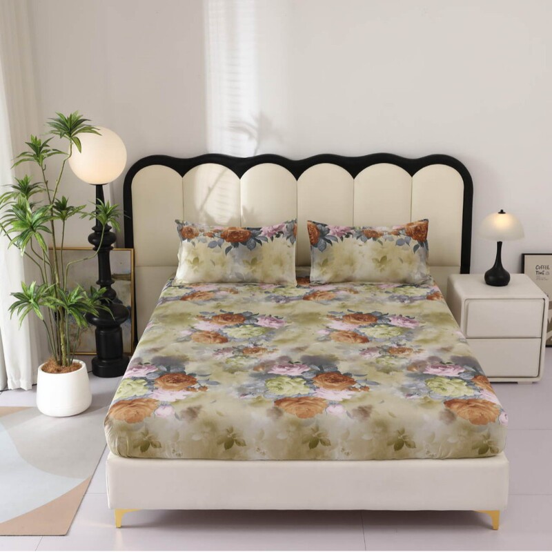 New Printed Fitted Sheet, Simmons Protective Cover, Mattress, Elastic Ring, Machine Washable Double Bed Fitted Sheet Three-Piece Set New Printed Fitted Sheet, Simmons Protective Cover, Mattress, Elastic Ring, Machine Washable Double Bed Fitted Sheet Three-Piece Set
