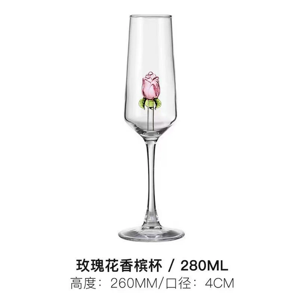 Floral champagne glass, 280 ml