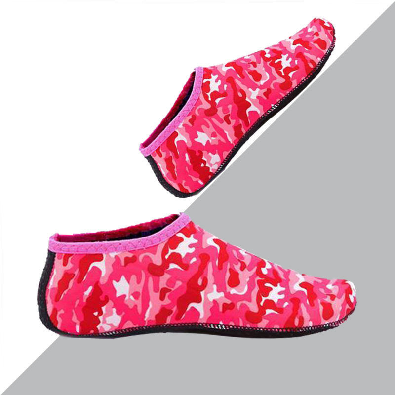 비치 양말 - 카무플라주 레드 - 천 바닥