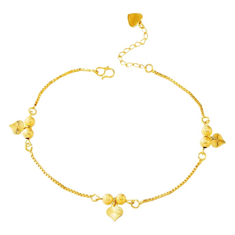 Moda amor europeo y americano tobillera japonés y coreano cobre chapado 24K oro femenino playa pie adornos transfronterizos