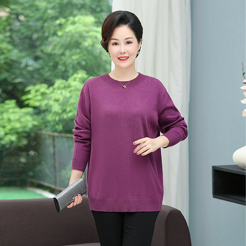 8011 круглый вырез свитер плюс размер среднего и пожилого возраста свитер