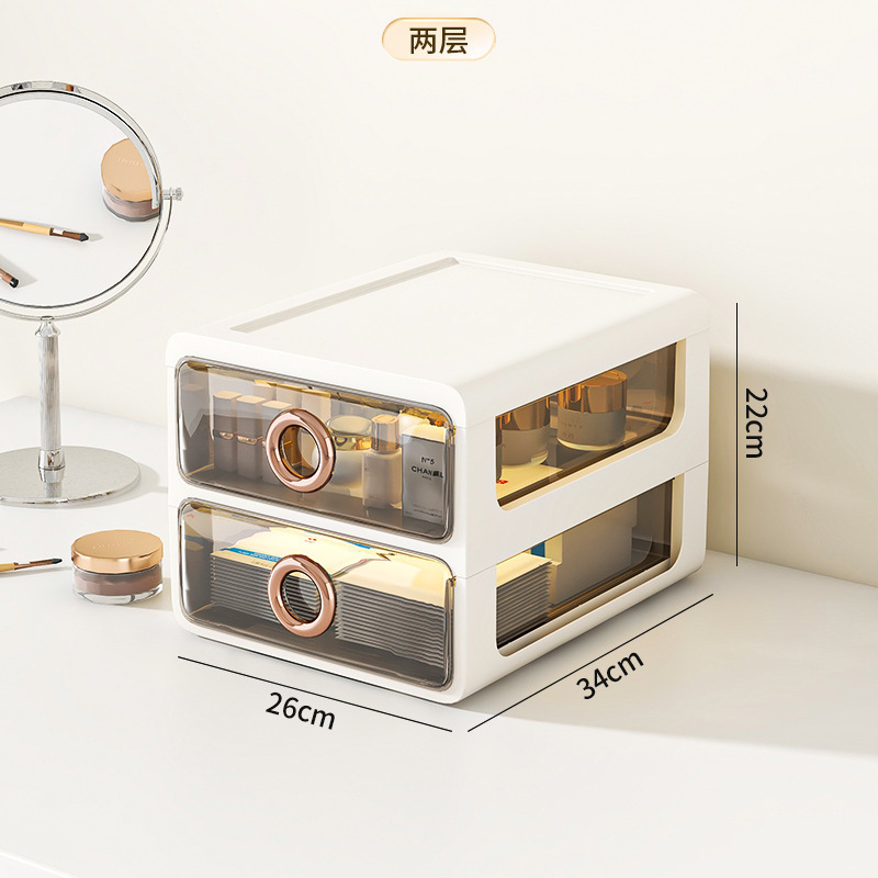 Caja de almacenamiento de cosméticos a prueba de polvo de escritorio transparente tocador de gran capacidad de cuidado de la piel de alto grado de almacenamiento rack de acrílico caja