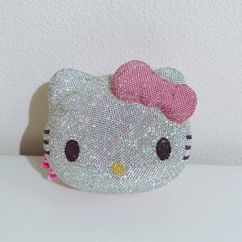 手工镶钻满钻可爱kitty斜挎包包女友生日礼物单肩链条包新款