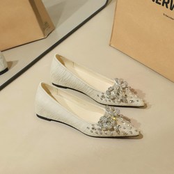 8699-33 French style one foot suede inner height increasing women's shoes, rhinestone bow pointed shallow mouth comfortable single shoe