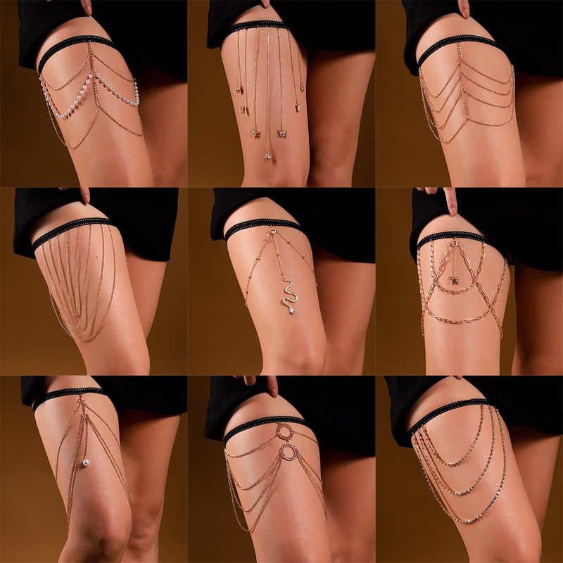 European and American jewelry sexy beach leg chain personalized nightclub body chain simple tassel full diamond multi-layer leg chain European and American jewelry sexy beach leg chain personalized nightclub body chain simple tassel full diamond multi-layer leg chain