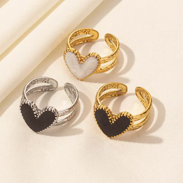 304 stainless steel fashion Joker love drop oil opening ring ladies cold wind simple ring jewelry in stock