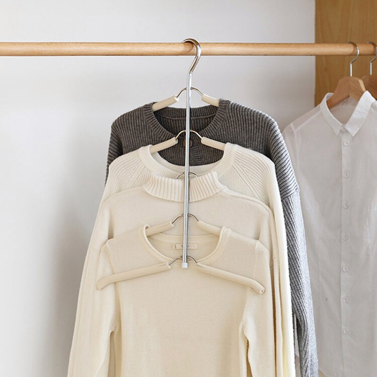 Five-Layer Seamless Hanger for T-Shirts and Shirts, Home Storage, Stackable, Multi-Layer, Space-Saving, Non-Slip Clothes Hanger