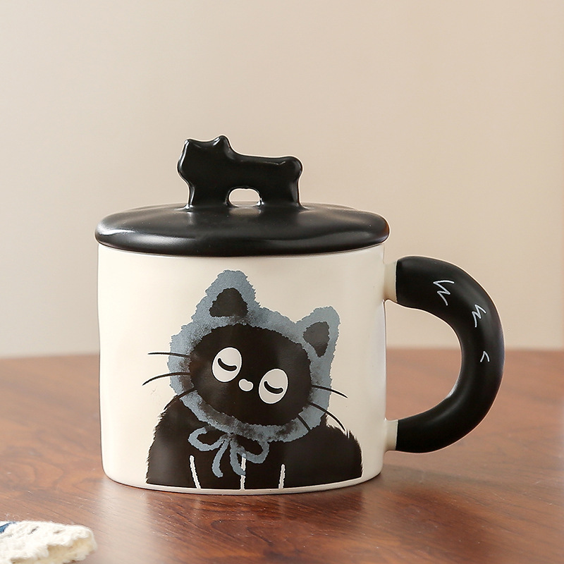 オープンしたプレゼントのギフトボックスの子猫アニメかわいい陶磁器カップ大容量女子オフィスマグカップコップ|undefined