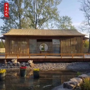 Bamboo Outdoor Space Capsule Homestay Factory Aluminum Alloy Pavilion Production Bamboo House Construction Bamboo Gallery Contract Design and Construction