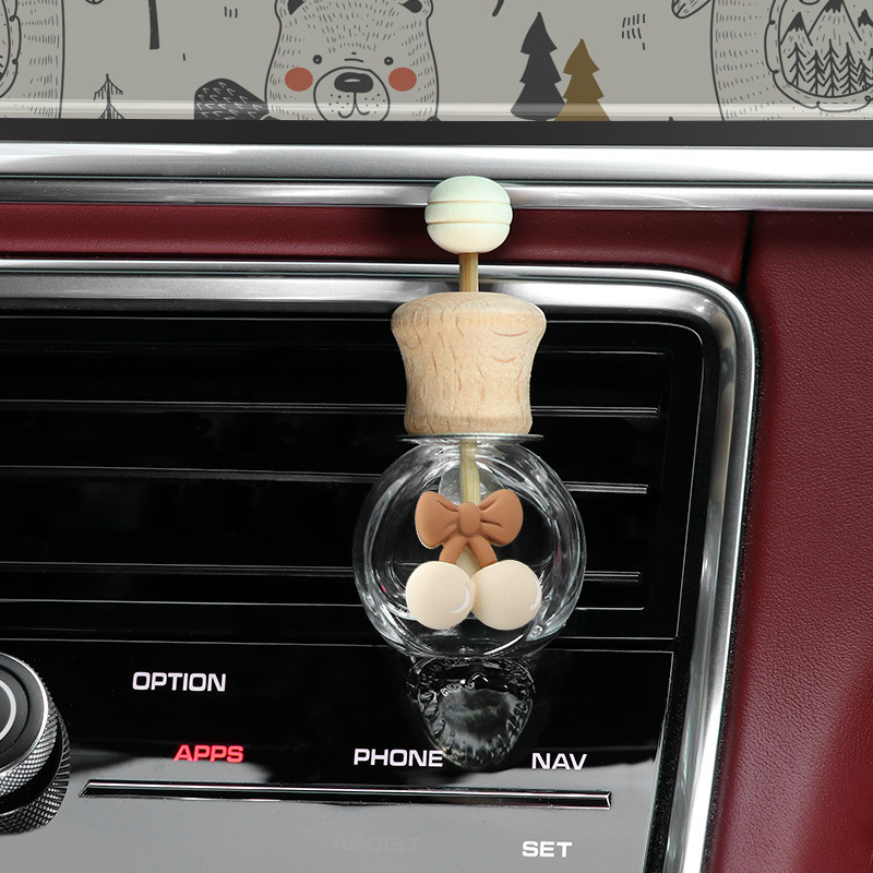 Aromaterapia de coche 2024 nuevo aire acondicionado de coche salida de aire botella de decoración perfume fragancia ligera de larga duración pequeña decoración de coche