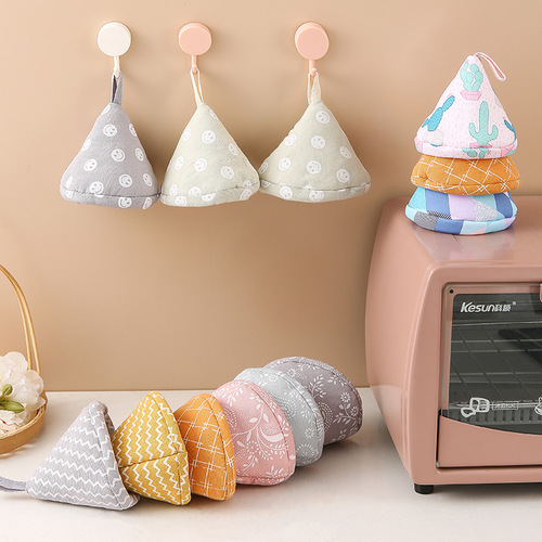 Kitchen heat-resistant lid cover Japanese triangular cotton linen heat insulation pot handle cover sand pot handle high temperature heat-resistant glove