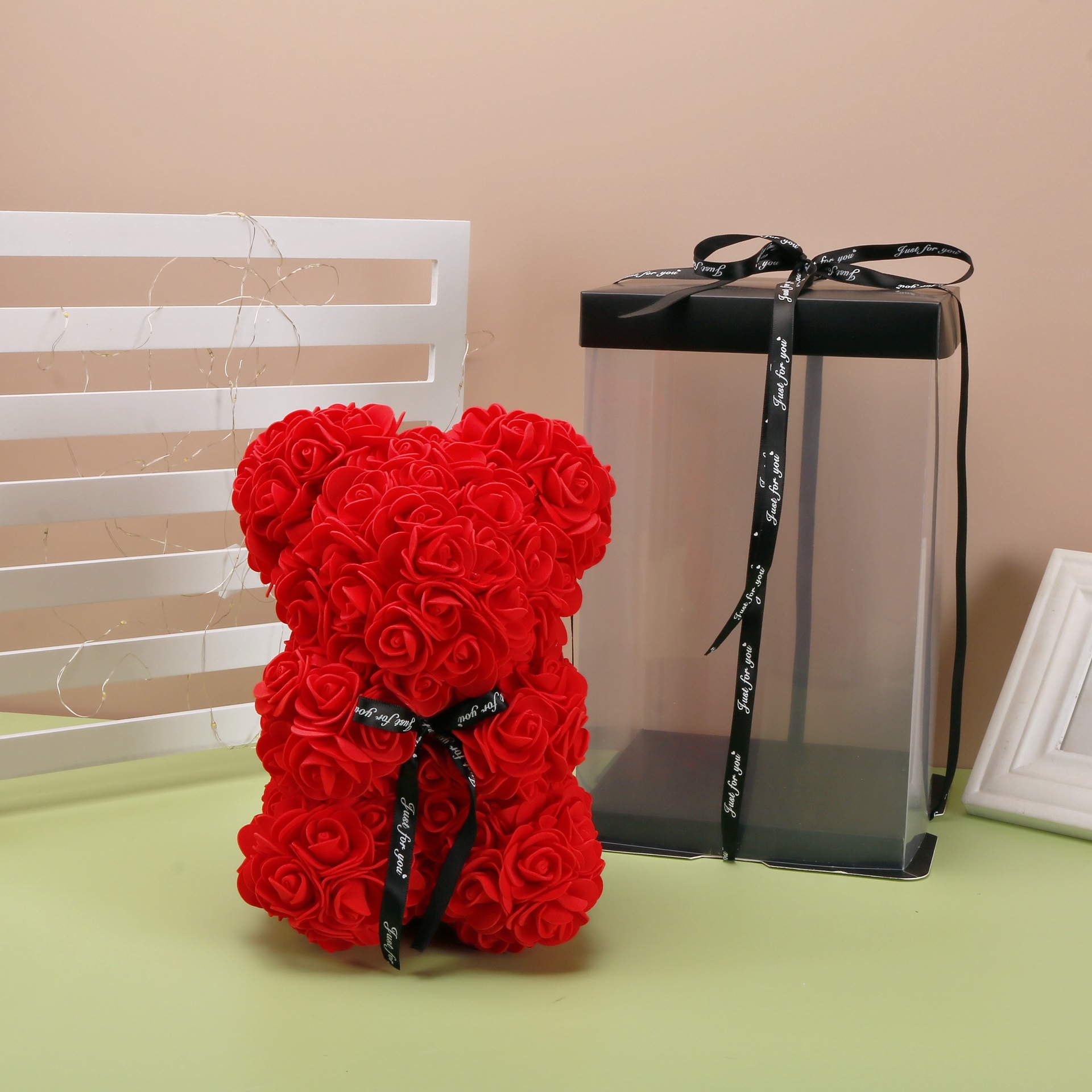 Flor preservada oso rosa 520 regalo del Día de San Valentín tienda de flores supermercado PE espuma flor abrazo oso rosa