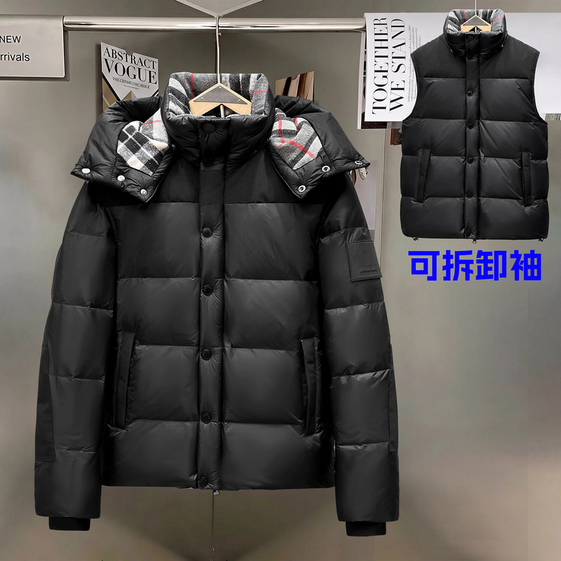 【Cross-Border Foreign Trade】Unisex Down Jacket, Short, Thick, Warm, Loose Fit, Men's Jacket with Detachable Sleeves