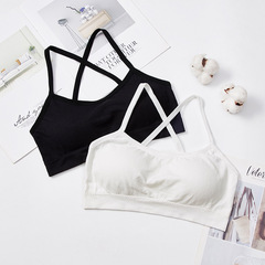 單交叉美背裹胸無縫吊帶背心可拆卸按摩胸墊女士內衣防走光裹胸