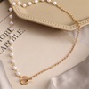 Asymmetrical necklace from pearl, chain for key bag 