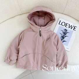 2025幼儿园爆款连帽加绒加厚冲锋衣外套男女童冬装棉服外套韩版潮