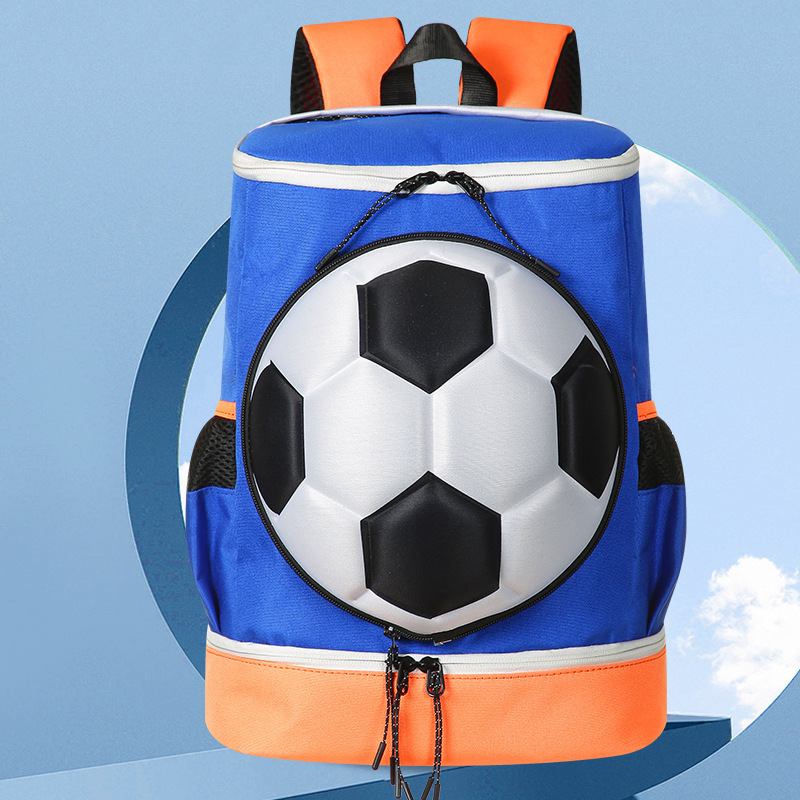 컬러풀한 블루와 오렌지색 축구 가방