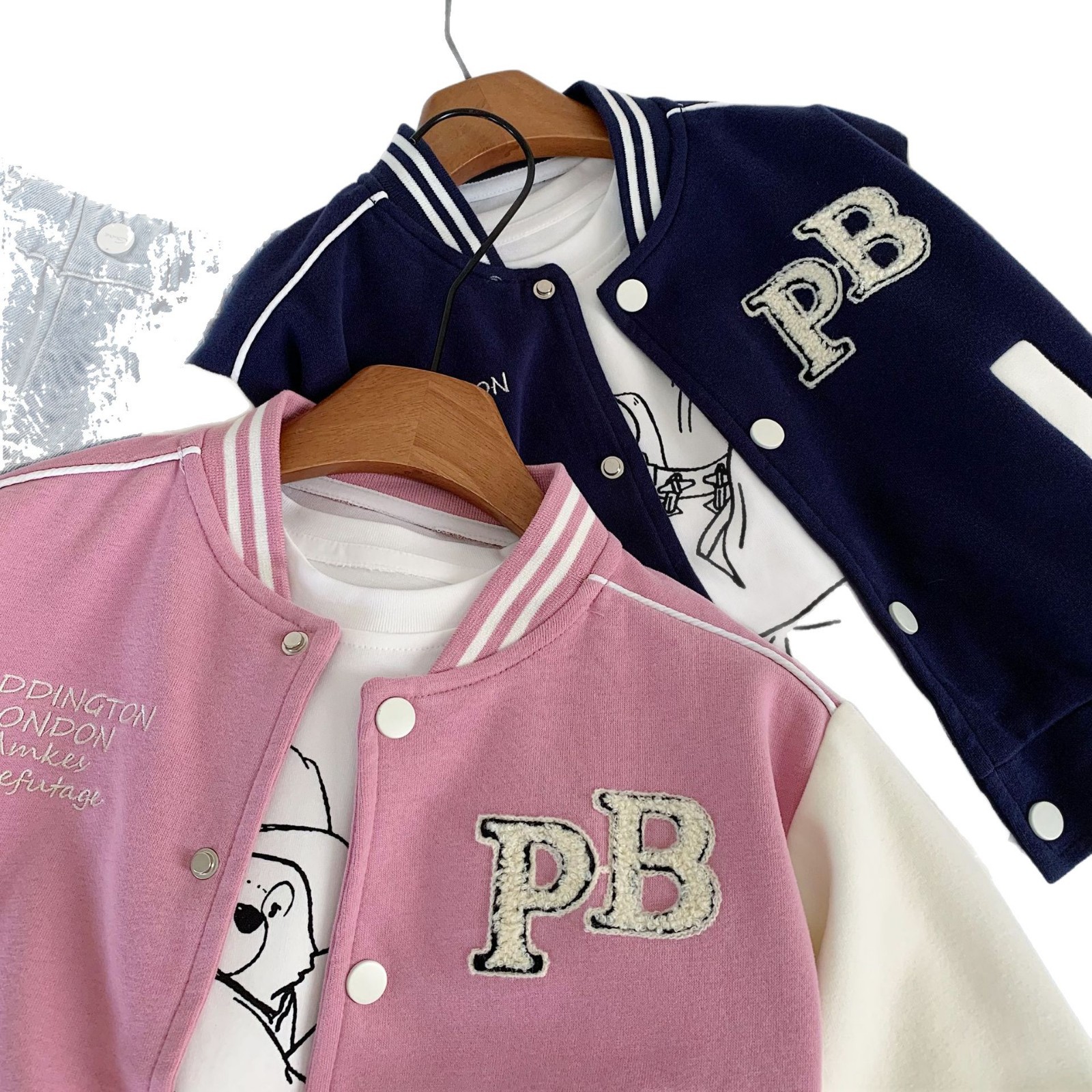 Maibao ropa para niños chaquetas para niños 2025 otoño nuevos niños y niñas Paddington oso uniforme de béisbol ropa de otoño para bebés al por mayor