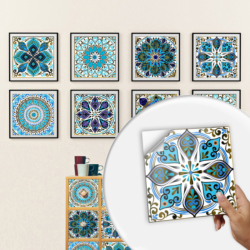 10 Pieces of Mandala Stitching Small Floral Simulation Tile Stickers Home Renovation Kitchen and Bathroom Decoration Self-adhesive Wall Stickers 10 Pieces of Mandala Stitching Small Floral Simulation Tile Stickers Home Renovation Kitchen and Bathroom Decoration Self-adhesive Wall Stickers