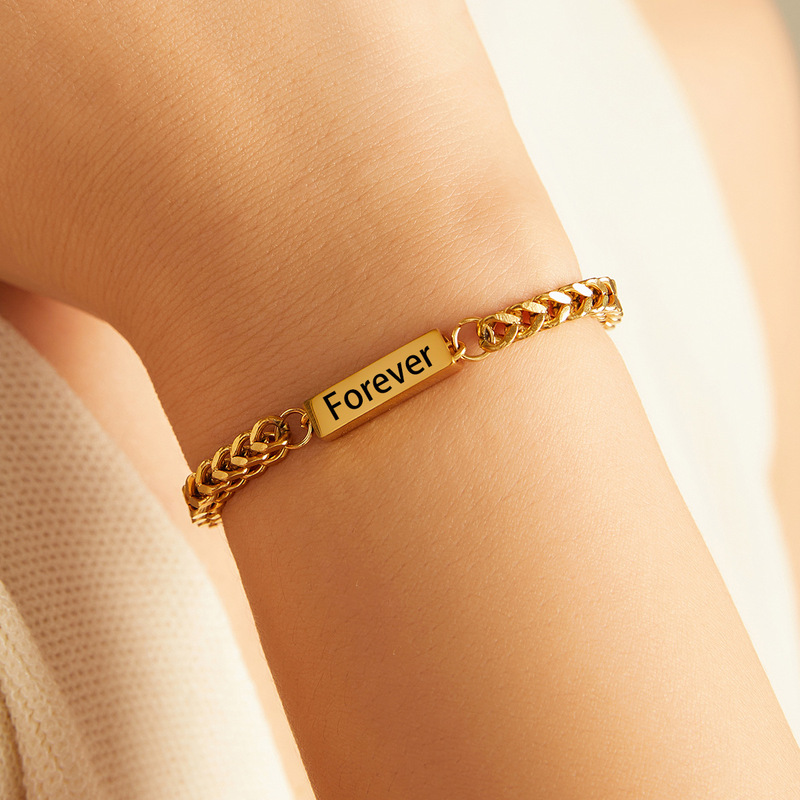 Cross-border new stainless steel vacuum plating 18K gold DIYD lettering bracelet men and women jewelry wholesale support customization