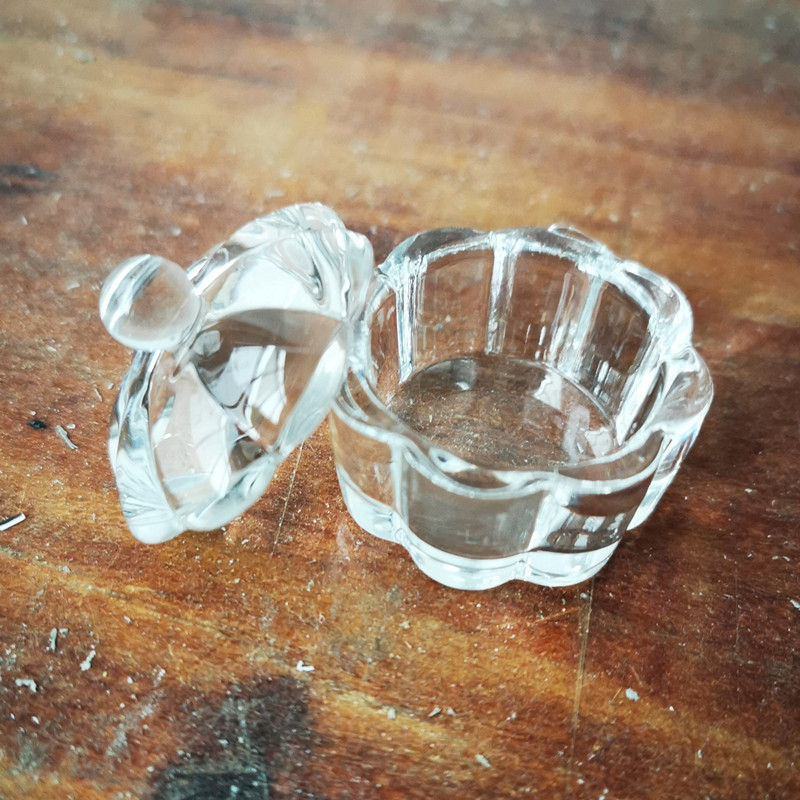 花瓣形美甲水晶杯彩虹色梅花形带盖幻彩调色杯液体粉末玻璃指甲杯