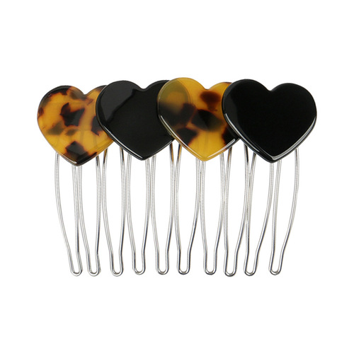 Japanese and Korean cute and sweet color-blocking patchwork heart-layer bangs comb, side small clip comb, updo hair tool