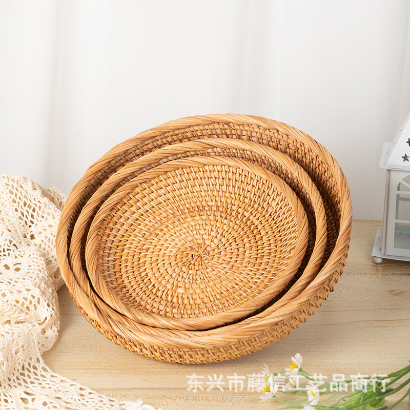 越南藤编收纳篮创意家居水果盘零食盒糖果篮茶点盒茶几收纳筐批发