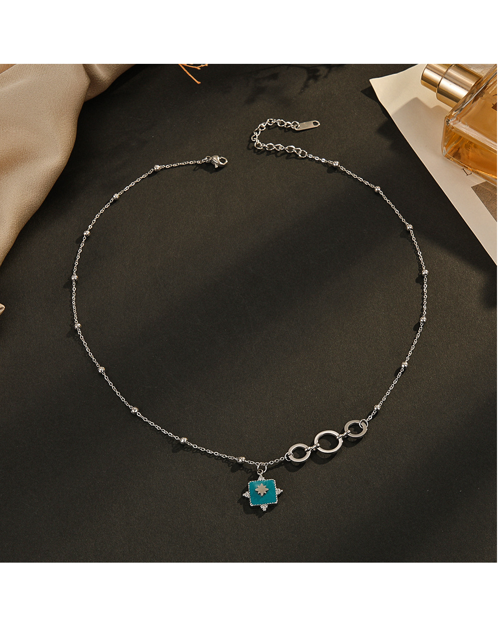 Fashion Square Stainless Steel Titanium Steel Plating Pendant Necklace 1 Piece