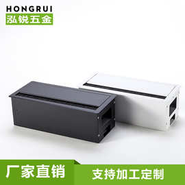 高级办公桌穿线孔盖板 桌面过线装饰盖阻尼缓冲方形带毛刷线盒