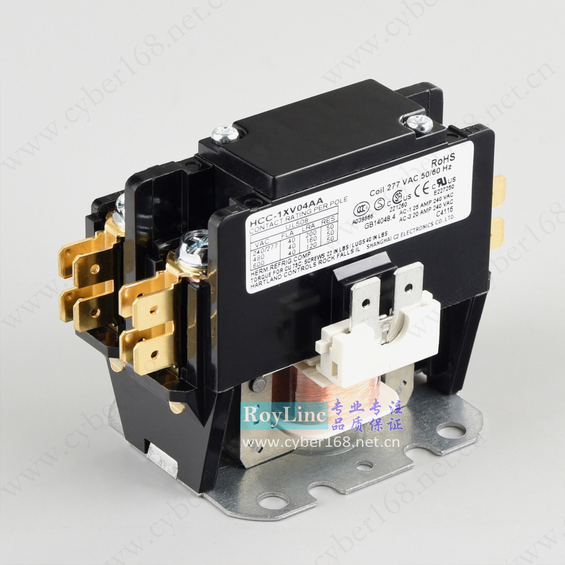 277V 40A 50Hz 60Hz 单相HCC-1XV04AA UL CSA美式空调交流接触器