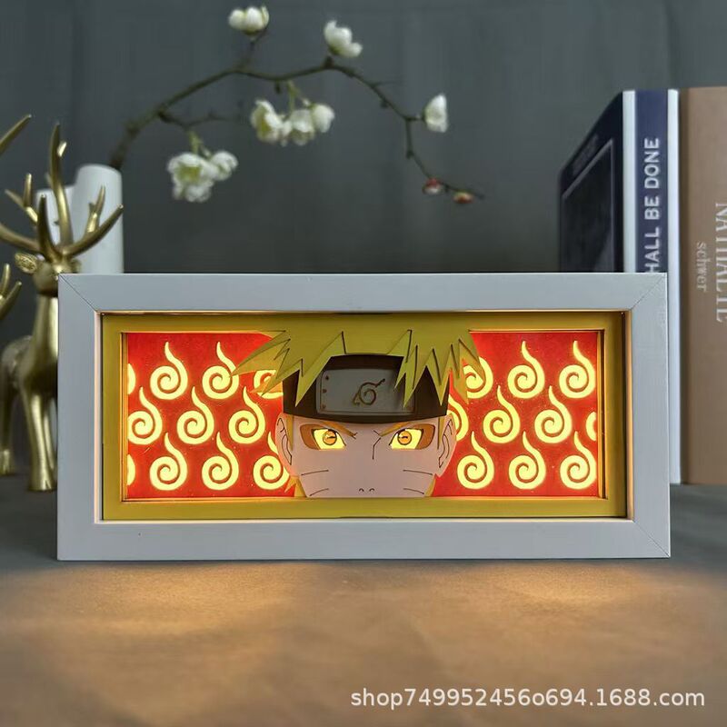 Naruto Paper Carving Lamp Paper-cut Animation Handmade Surrounding Bedroom Dormitory Desktop Decoration Landscape Gift Photo Frame Lamp