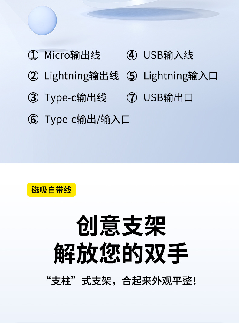 Cross-border Foreign Trade KC15W Magnetic Wireless Fast Charging Metal Stand Power Bank 10000/20000mAh Large Capacity Mobile