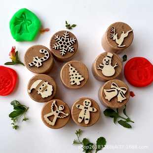 Cross-border Hot Sale Christmas Children's Stamp Wooden Toy Baby Kindergarten Puzzle Montessori Early Education Teaching Aids Embossing
